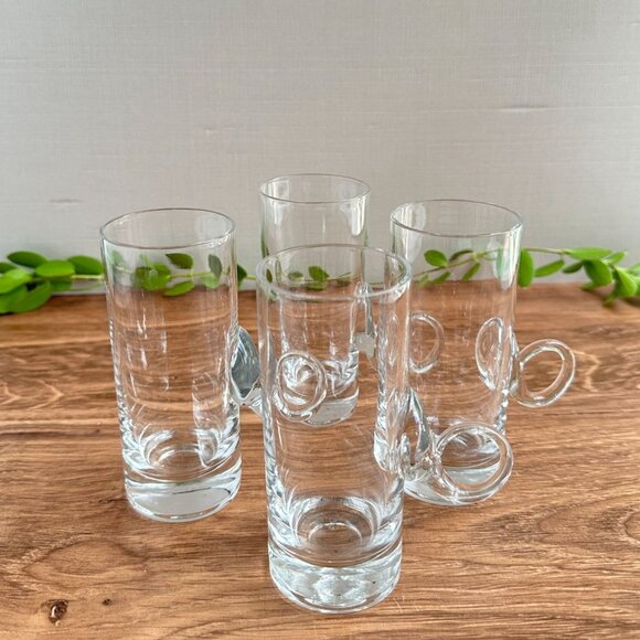 Mid Century Hand Blown Lennox Irish Coffee Mugs Set Of Four Clear Glass - Picture 5 of 9